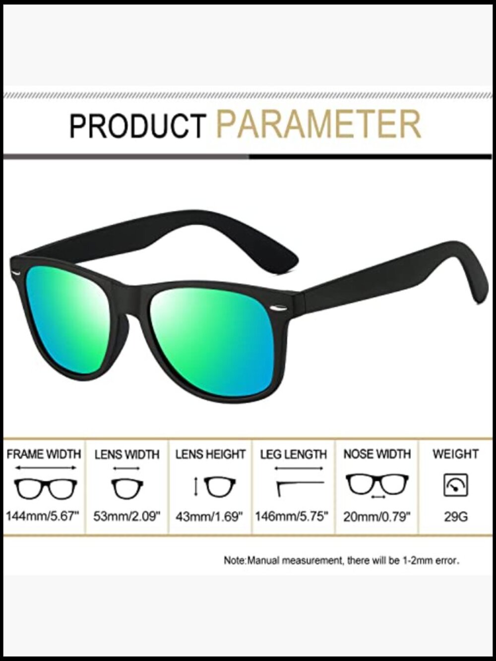 Polarized UV Protection Square Sunglasses with Metal Hinge - Picture 4 of 7